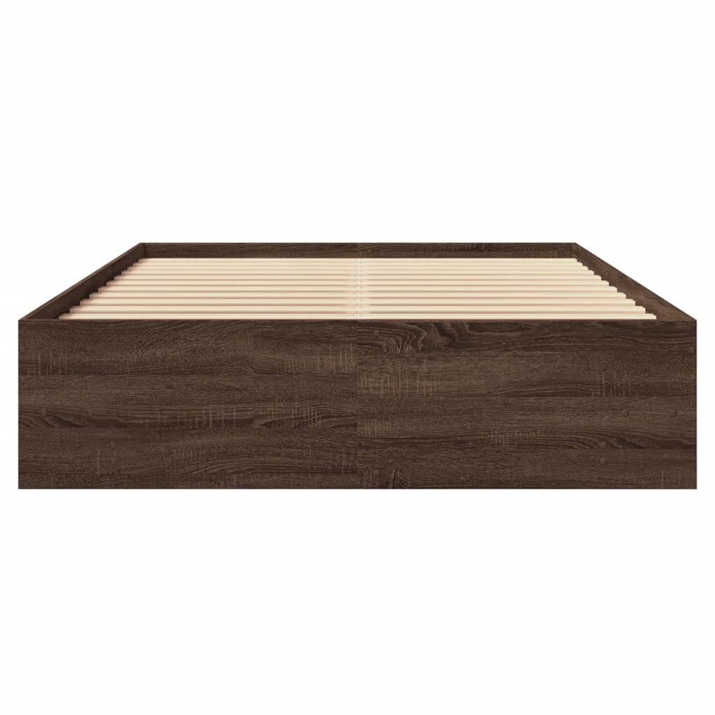 barna tölgy színű szerelt fa ágykeret matrac nélkül 120x200 cm