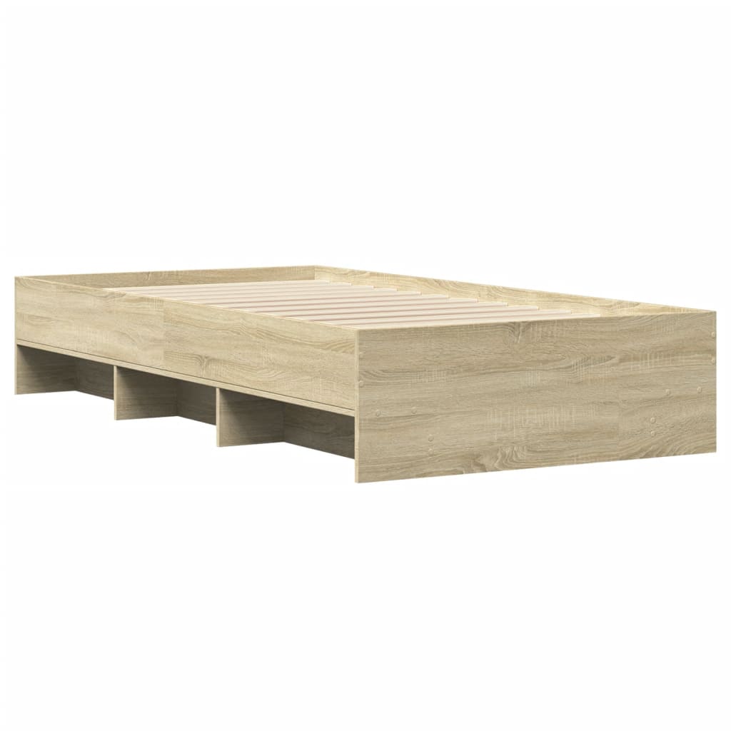 sonoma tölgy színű szerelt fa ágykeret matrac nélkül 100x200 cm