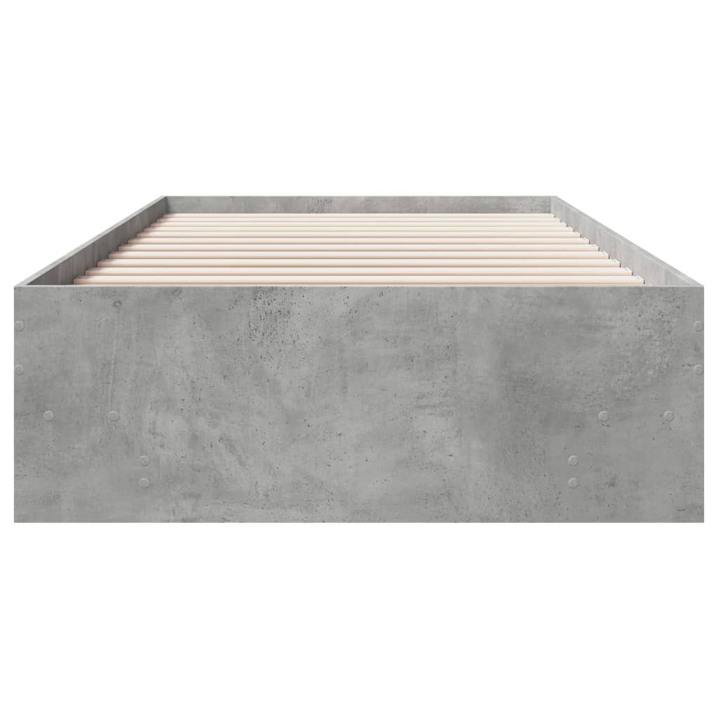 betonszürke szerelt fa ágykeret 100 x 200 cm