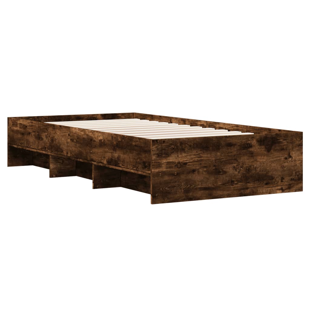 füstös tölgy színű szerelt fa ágykeret matrac nélkül 100x200 cm