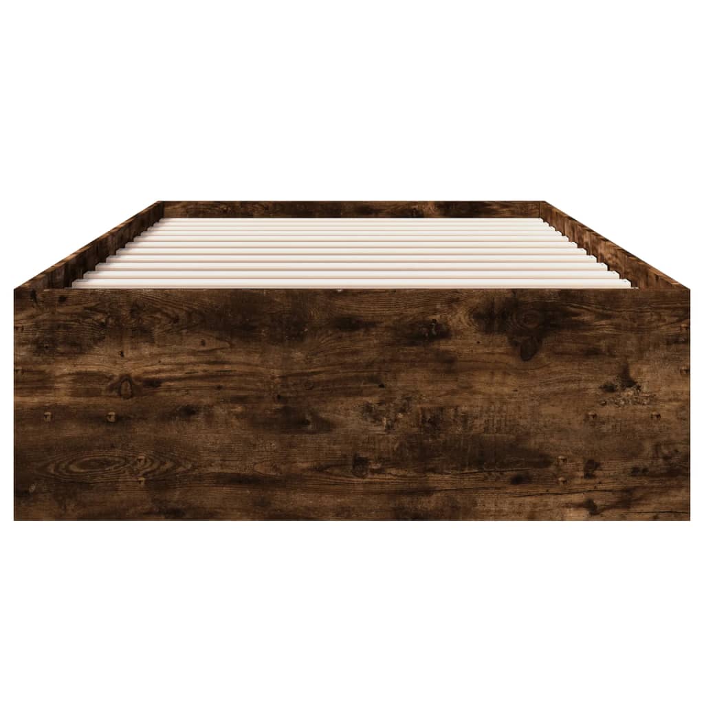 füstös tölgy színű szerelt fa ágykeret matrac nélkül 100x200 cm
