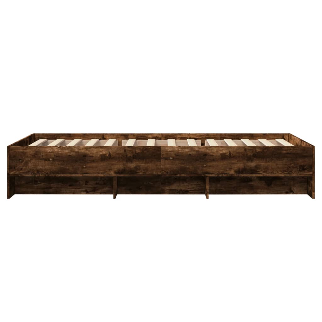 füstös tölgy színű szerelt fa ágykeret matrac nélkül 100x200 cm