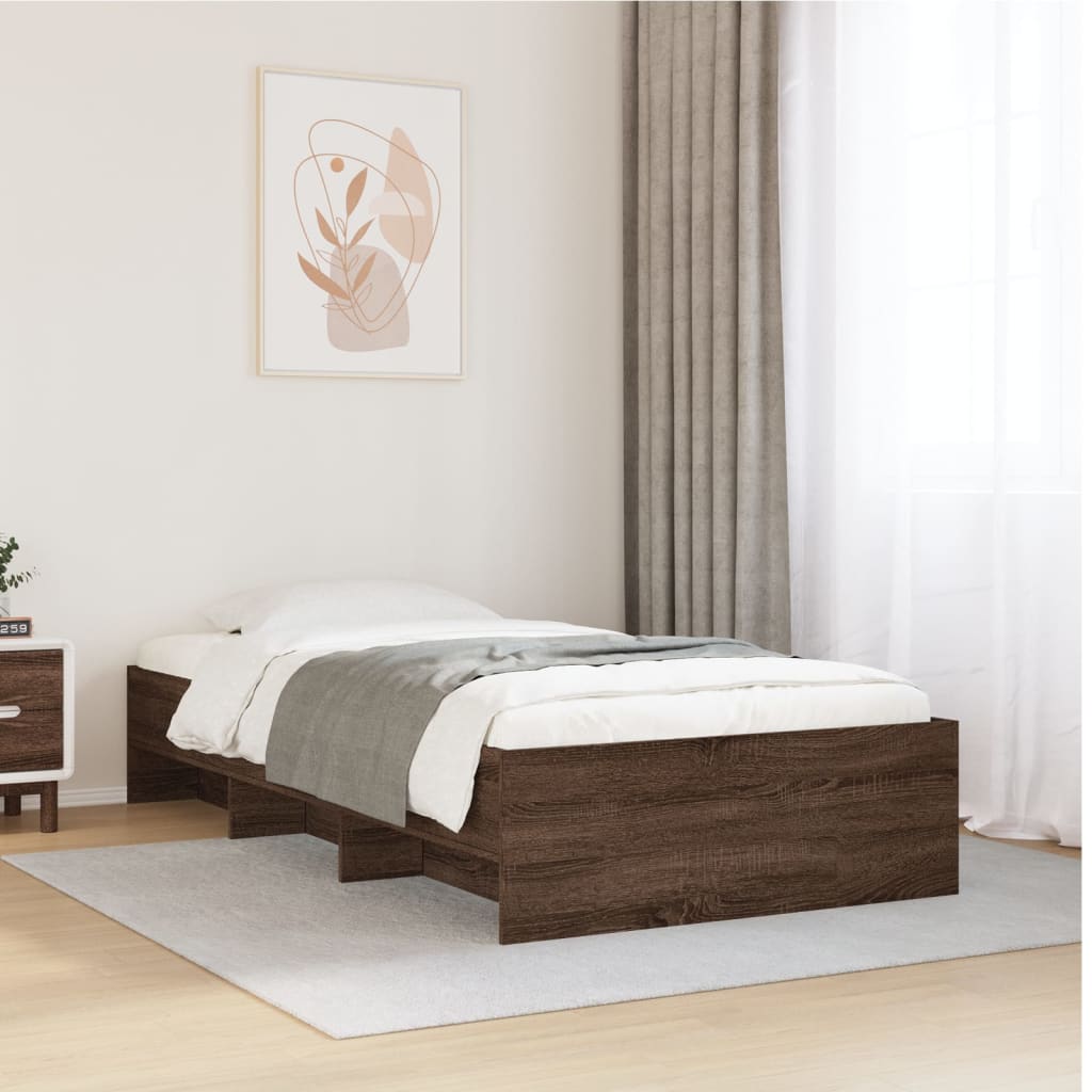 barna tölgy színű szerelt fa ágykeret matrac nélkül 100x200 cm