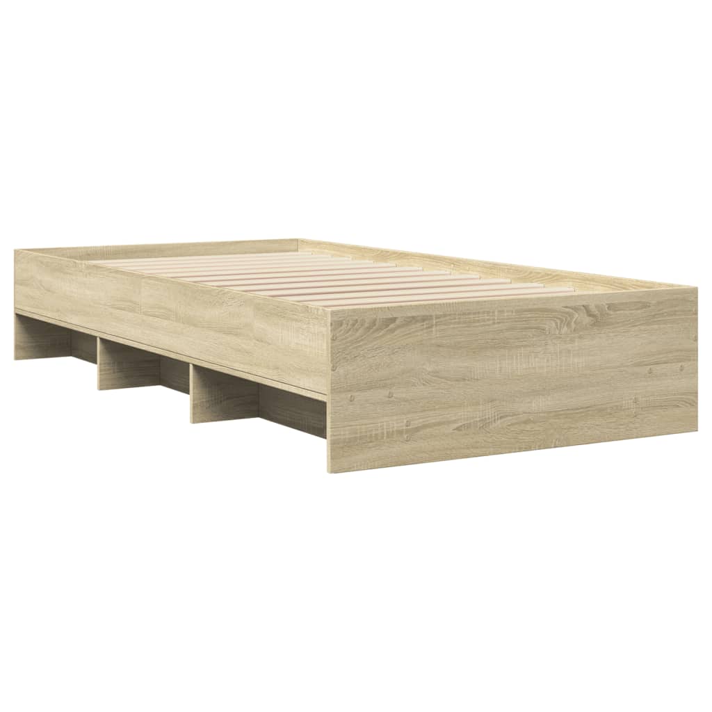 sonoma tölgy színű szerelt fa ágykeret matrac nélkül 90x200 cm
