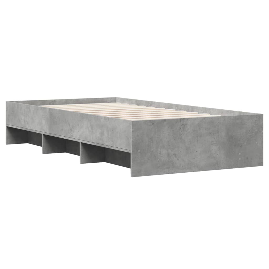 betonszürke szerelt fa ágykeret 90 x 200 cm