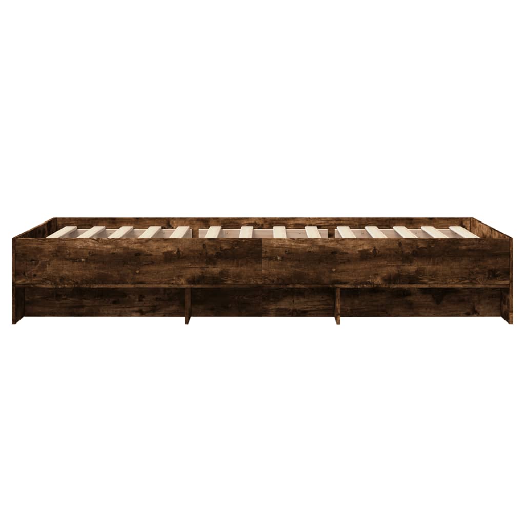 füstös tölgy színű szerelt fa ágykeret matrac nélkül 90x200 cm