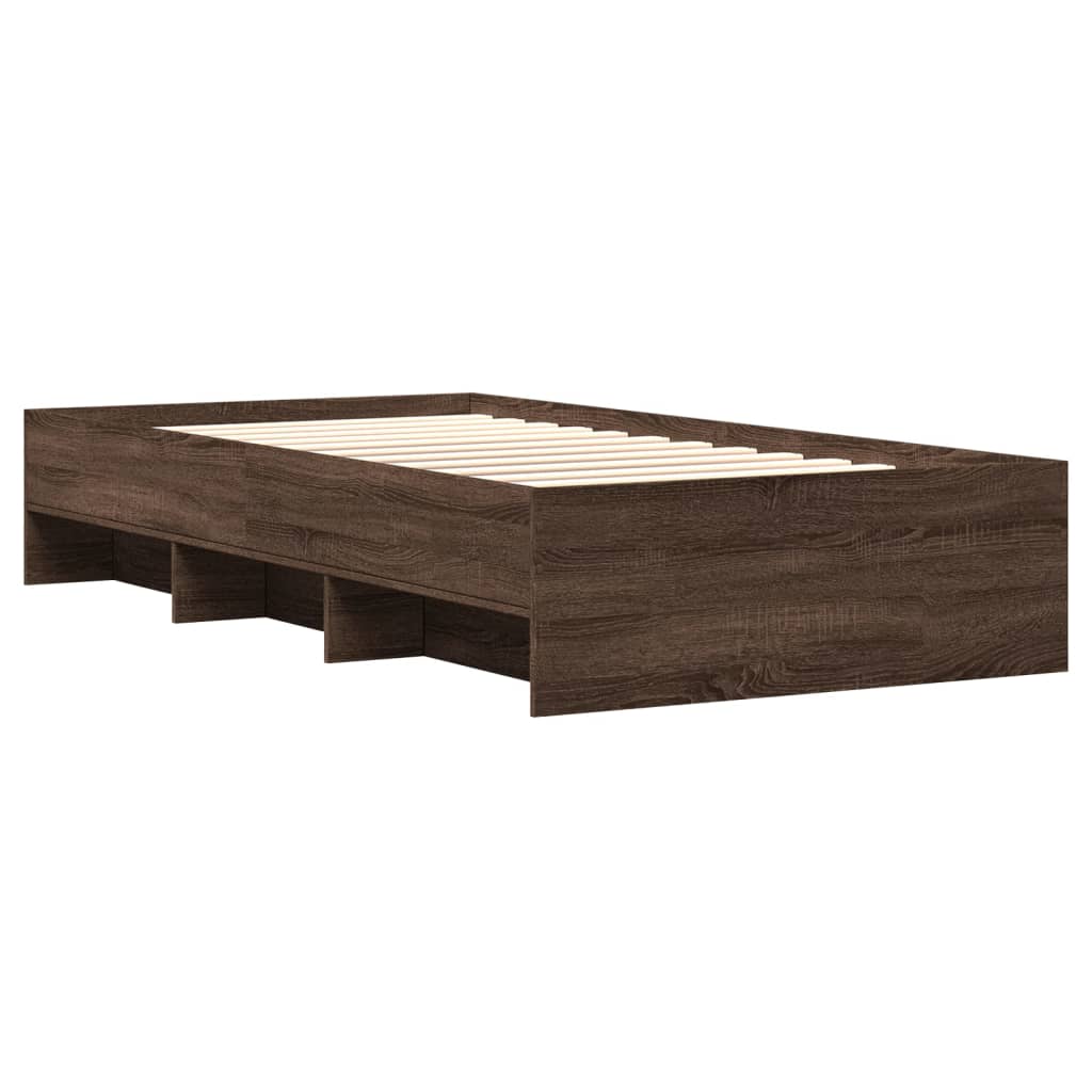 barna tölgy színű szerelt fa ágykeret matrac nélkül 90x200 cm