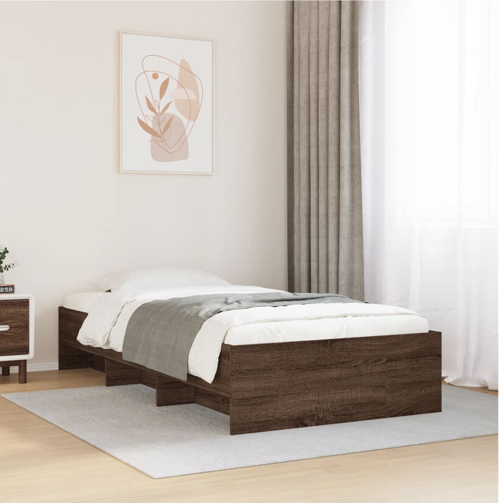 barna tölgy színű szerelt fa ágykeret matrac nélkül 90x200 cm
