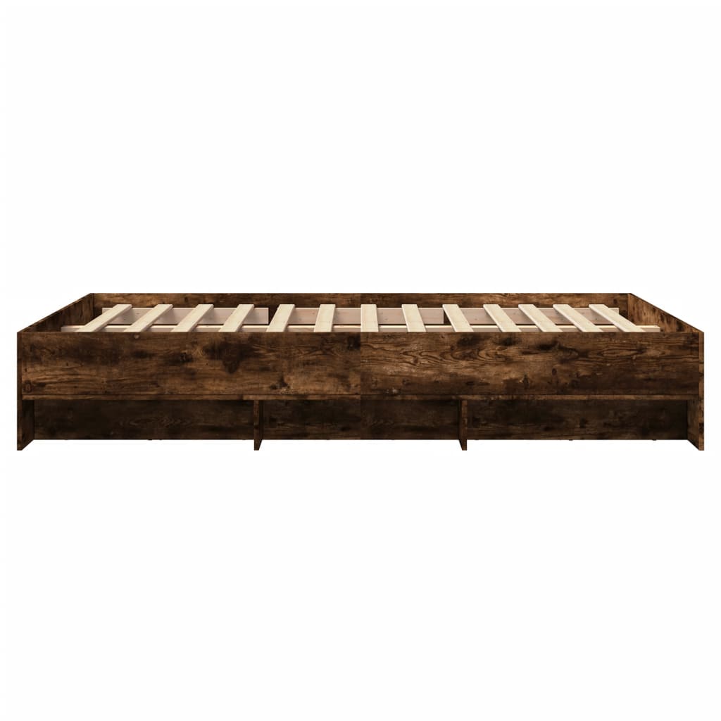 füstös tölgy színű szerelt fa ágykeret matrac nélkül 140x190 cm