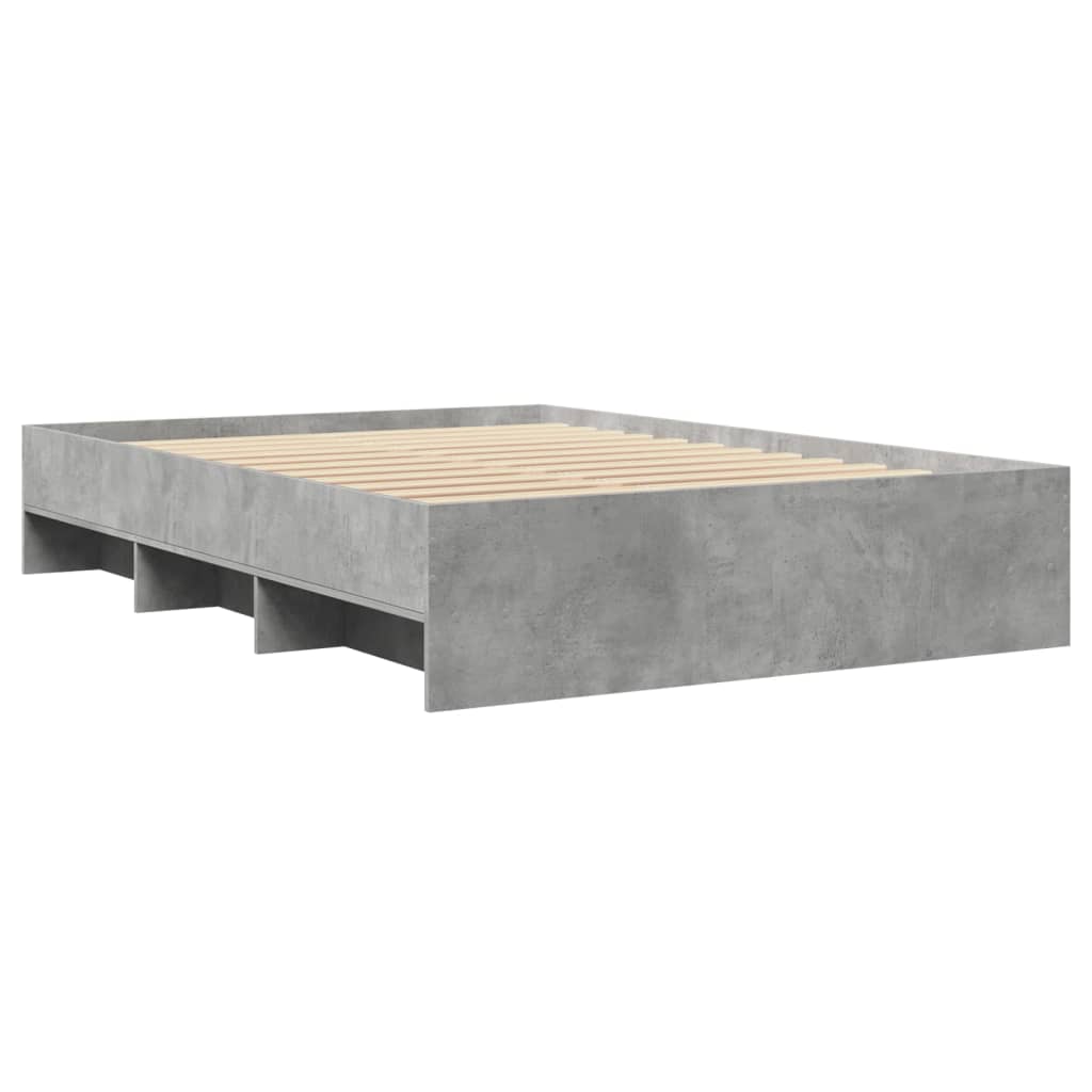 betonszürke szerelt fa ágykeret 120 x 190 cm