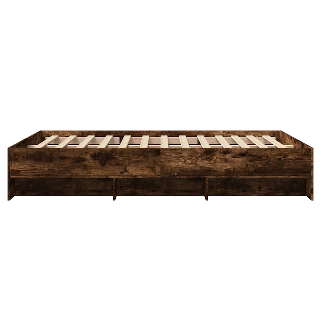 füstös tölgy színű szerelt fa ágykeret matrac nélkül 120x190 cm