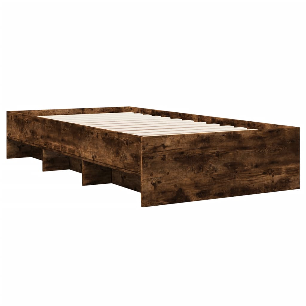 füstös tölgy színű szerelt fa ágykeret matrac nélkül 90x190 cm