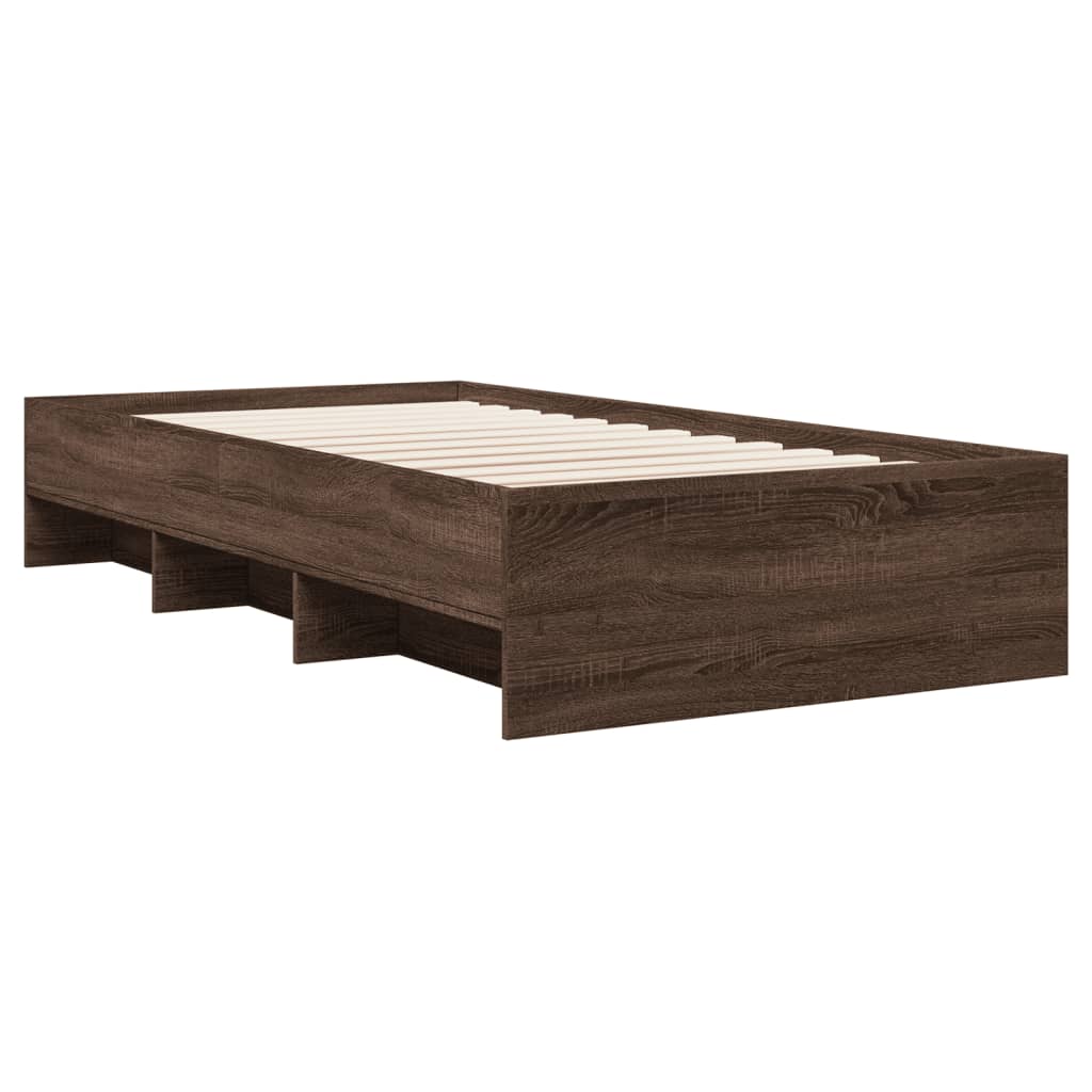 barna tölgy színű szerelt fa ágykeret matrac nélkül 90x190 cm