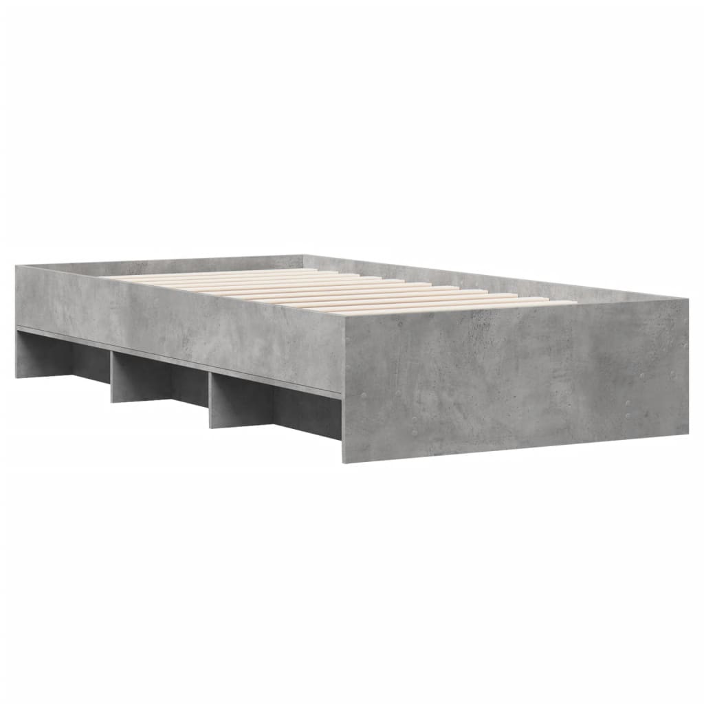 betonszürke szerelt fa ágykeret 75 x 190 cm