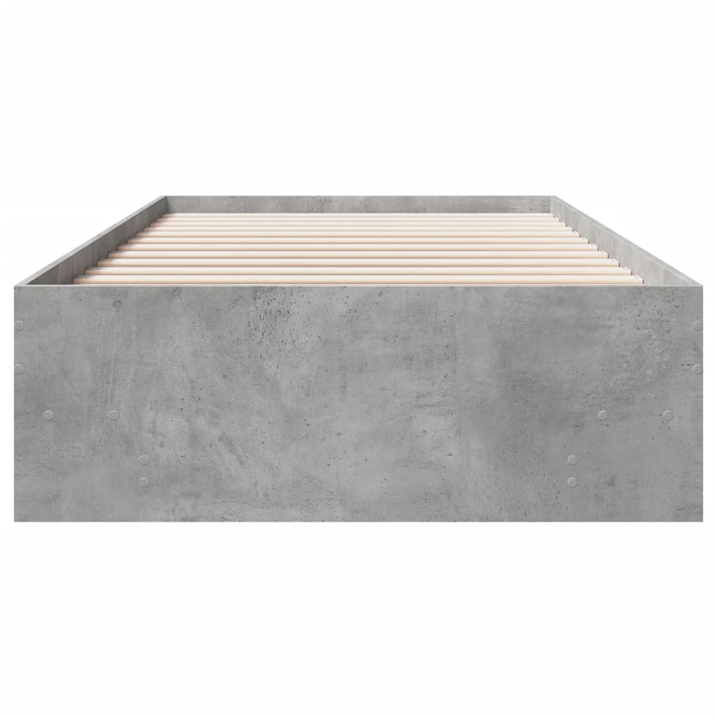 betonszürke szerelt fa ágykeret 75 x 190 cm
