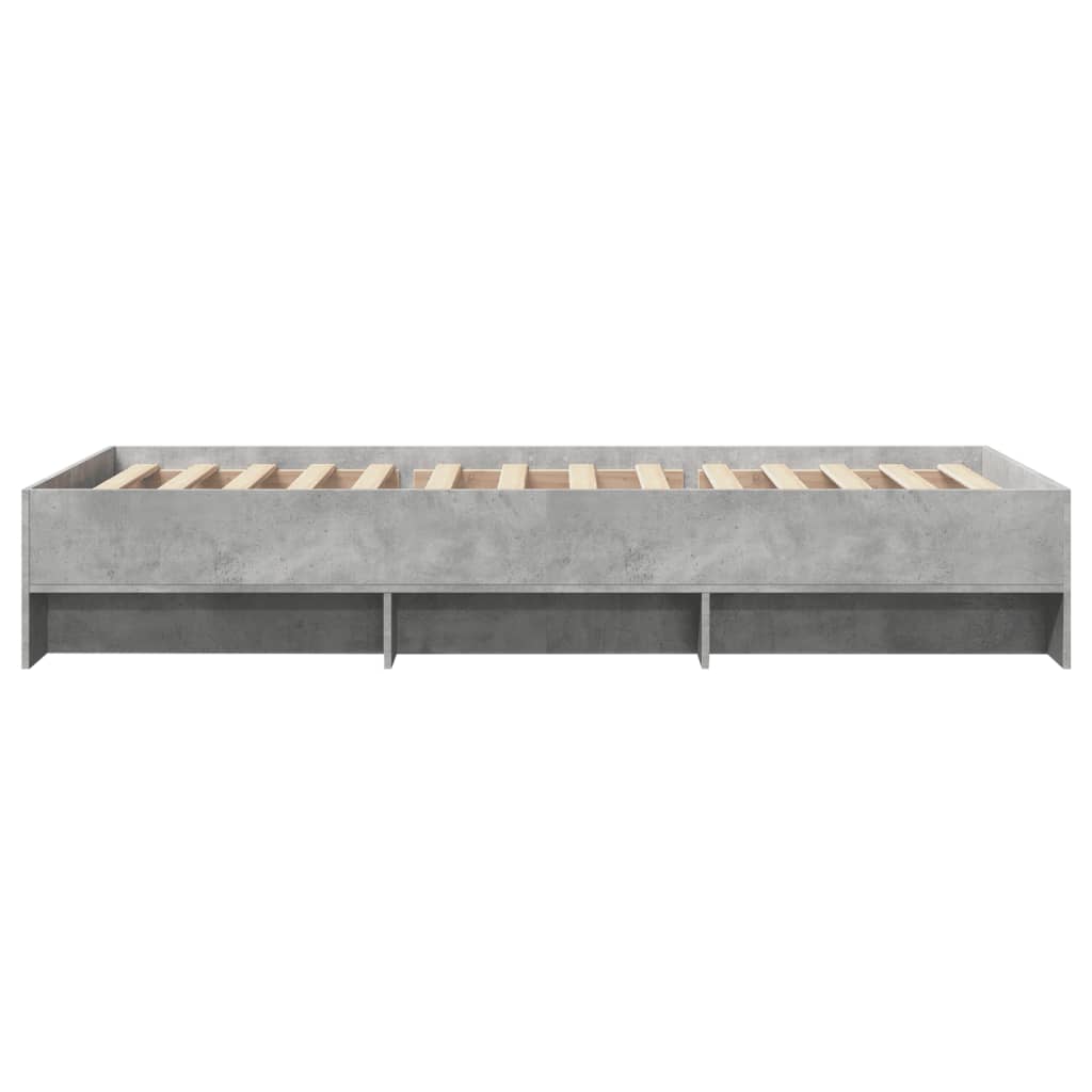 betonszürke szerelt fa ágykeret 75 x 190 cm