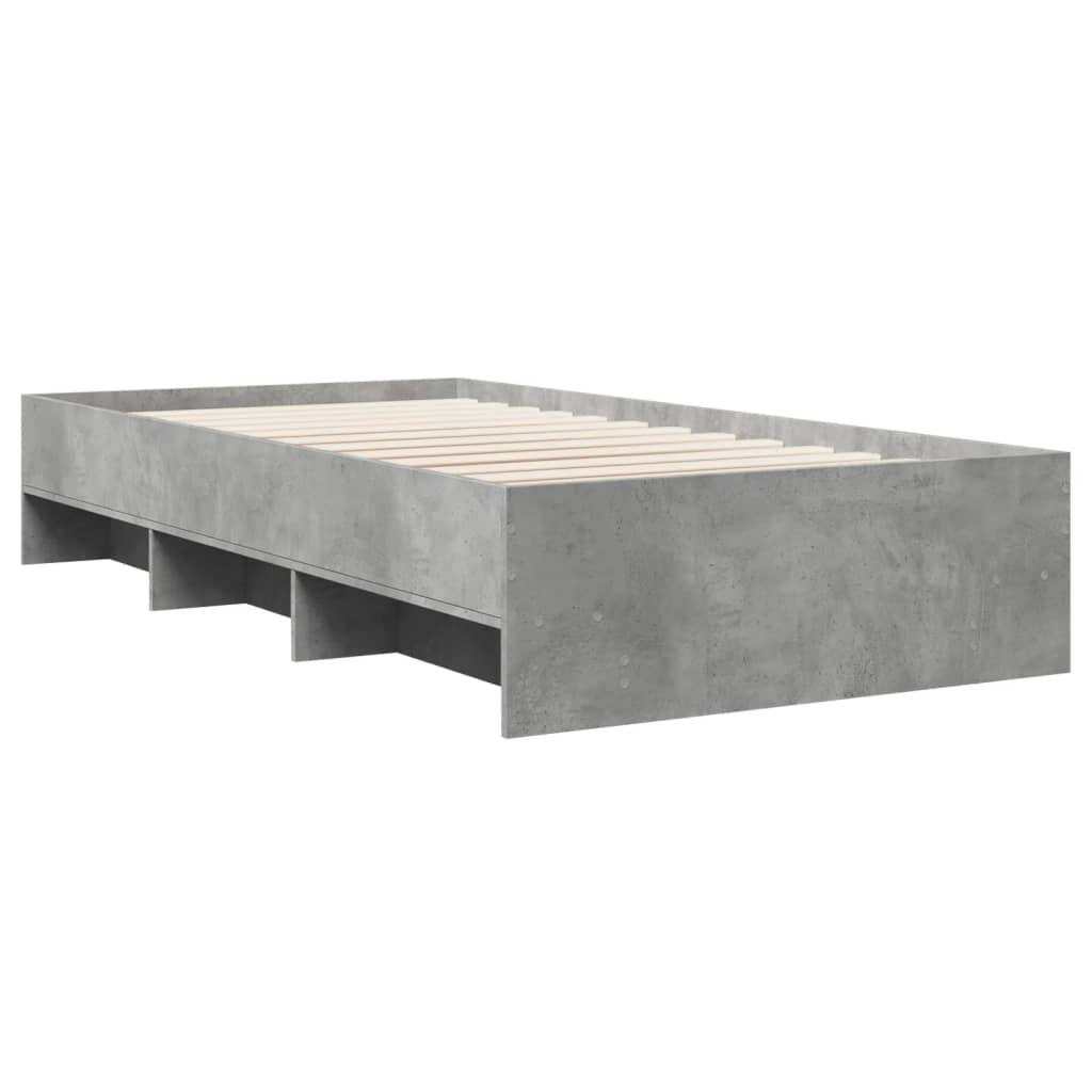 betonszürke szerelt fa ágykeret 75 x 190 cm