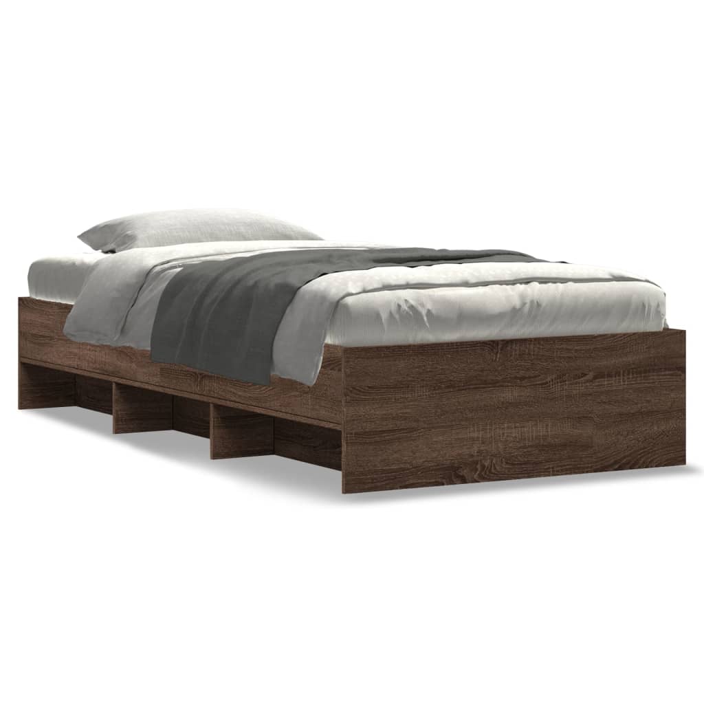 barna tölgy színű szerelt fa ágykeret matrac nélkül 75x190 cm