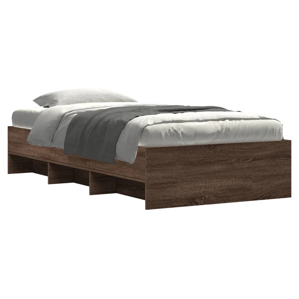barna tölgy színű szerelt fa ágykeret matrac nélkül 75x190 cm