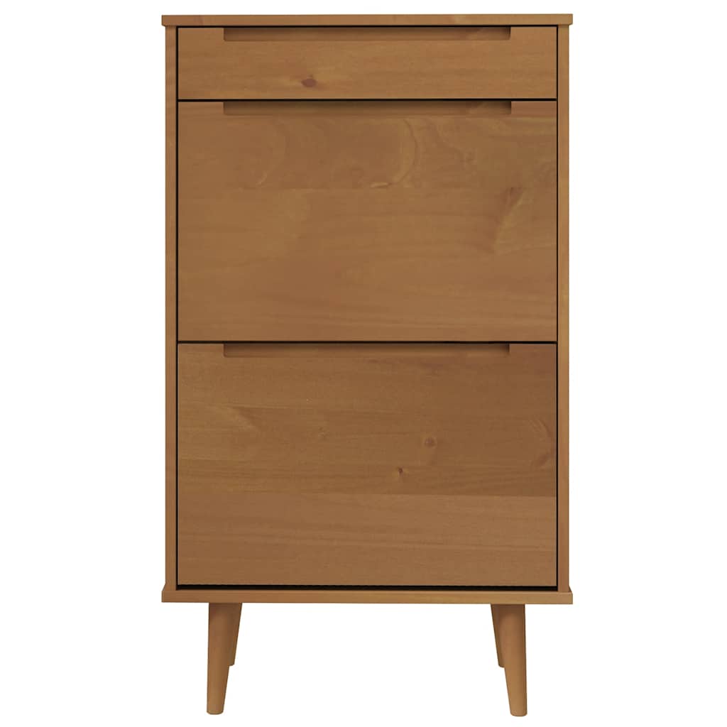 MOLDE barna tömör fenyőfa cipőszekrény 59,5 x 35 x 103 cm