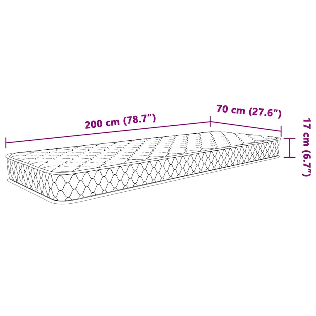 fehér memóriahabos matrac 70 x 200 x 17 cm puha