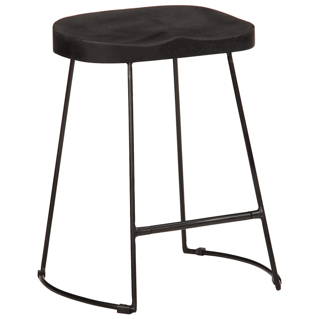 bárszékek 2 db Fekete 46x38x52 cm tömör fa Mango
