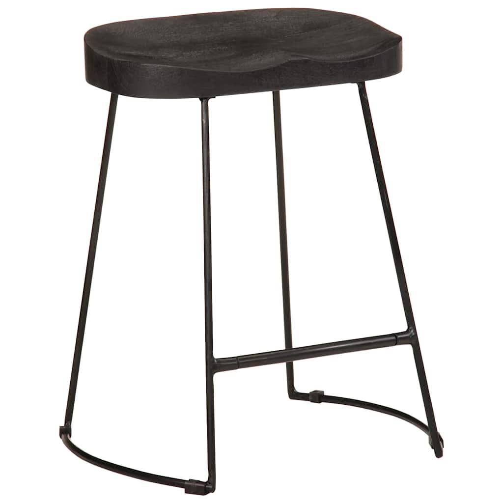 bárszékek 2 db Fekete 46x38x52 cm tömör fa Mango