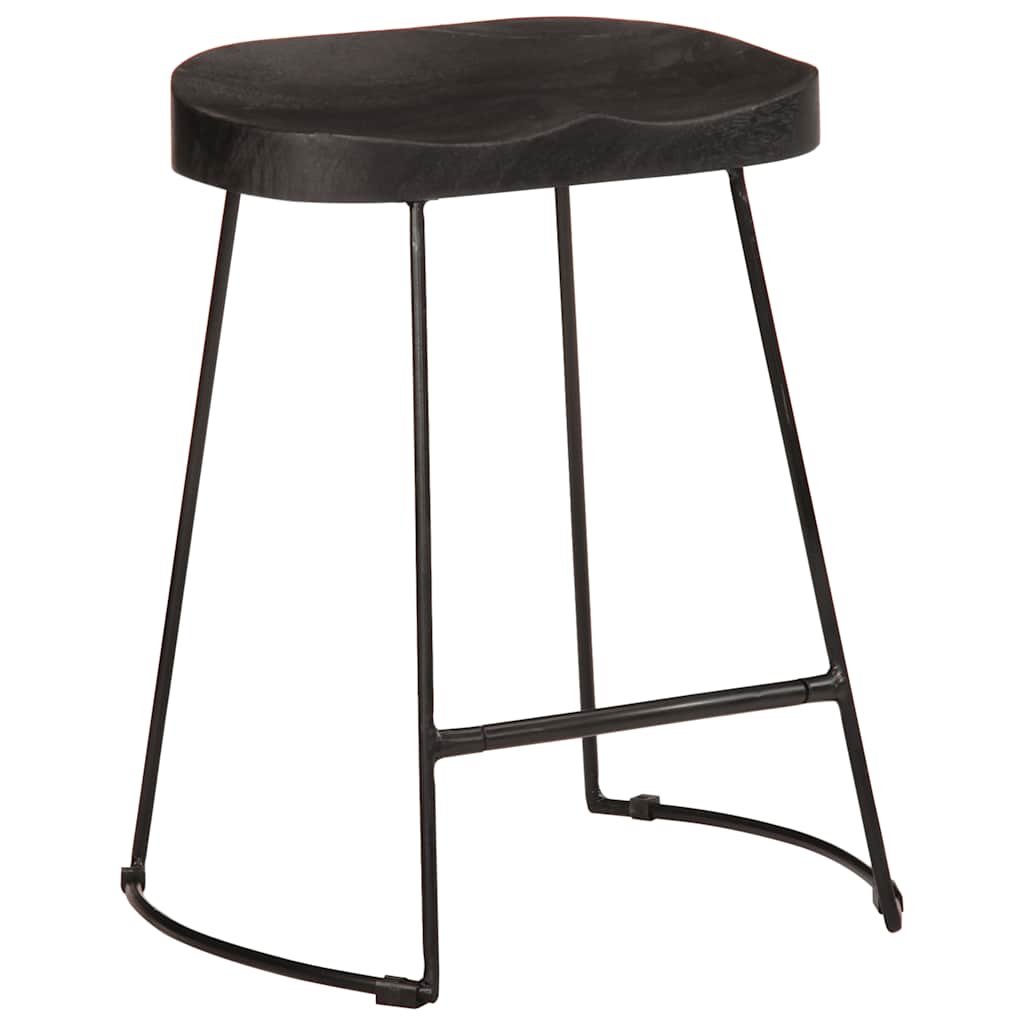 bárszékek 2 db Fekete 46x38x52 cm tömör fa Mango