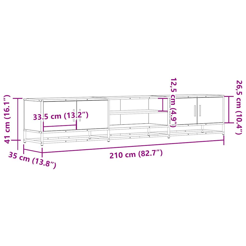 füstös tölgy színű szerelt fa TV-szekrény 210 x 35 x 41 cm