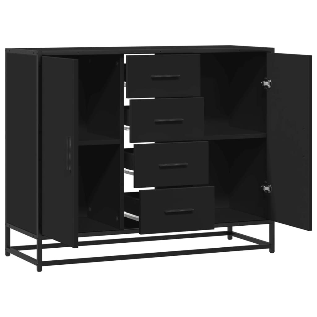 fekete szerelt fa tálalószekrény 92 x 35 x 76 cm