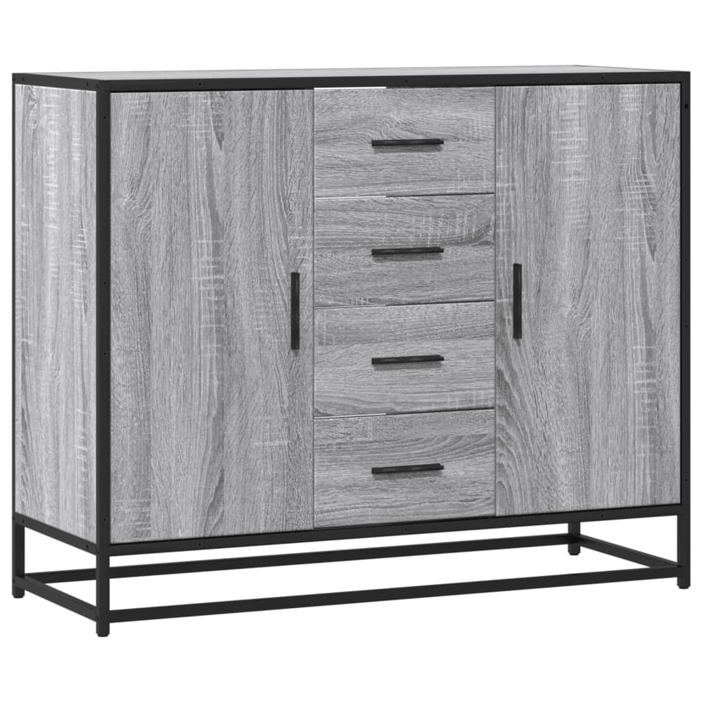 szürke sonoma színű szerelt fa tálalószekrény 92 x 35 x 76 cm