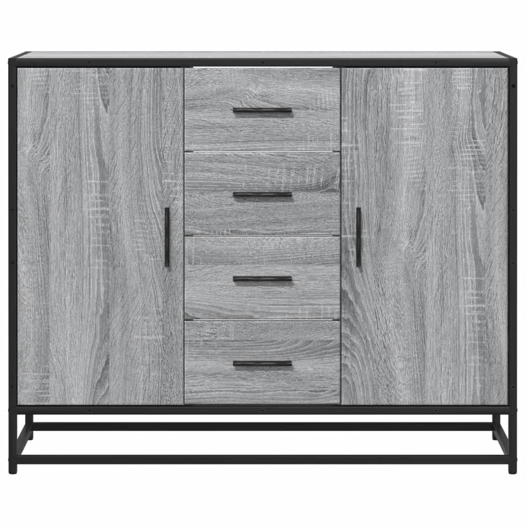 szürke sonoma színű szerelt fa tálalószekrény 92 x 35 x 76 cm