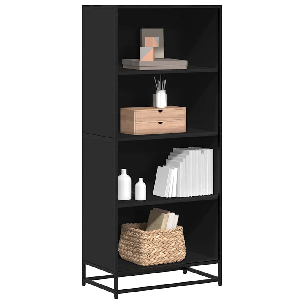 fekete szerelt fa könyvszekrény 60 x 35 x 139 cm