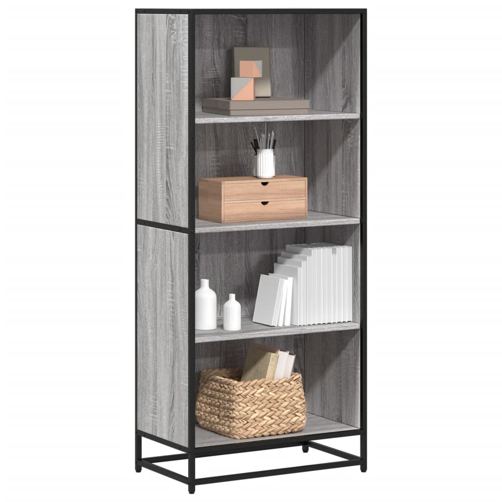 szürke sonoma színű szerelt fa könyvespolc 60 x 35 x 139 cm