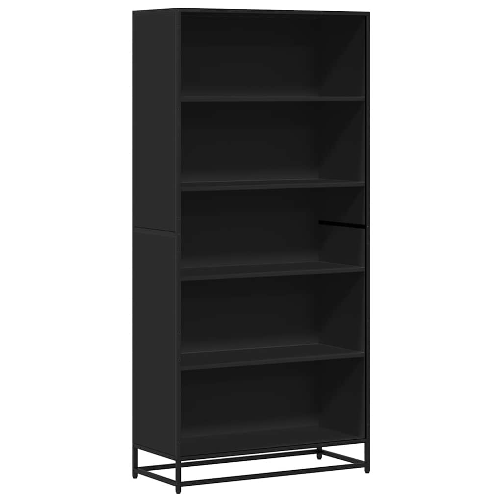 fekete szerelt fa könyvszekrény 80,5 x 35 x 170,5 cm
