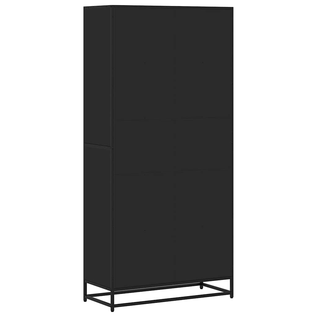 fekete szerelt fa könyvszekrény 80,5 x 35 x 170,5 cm