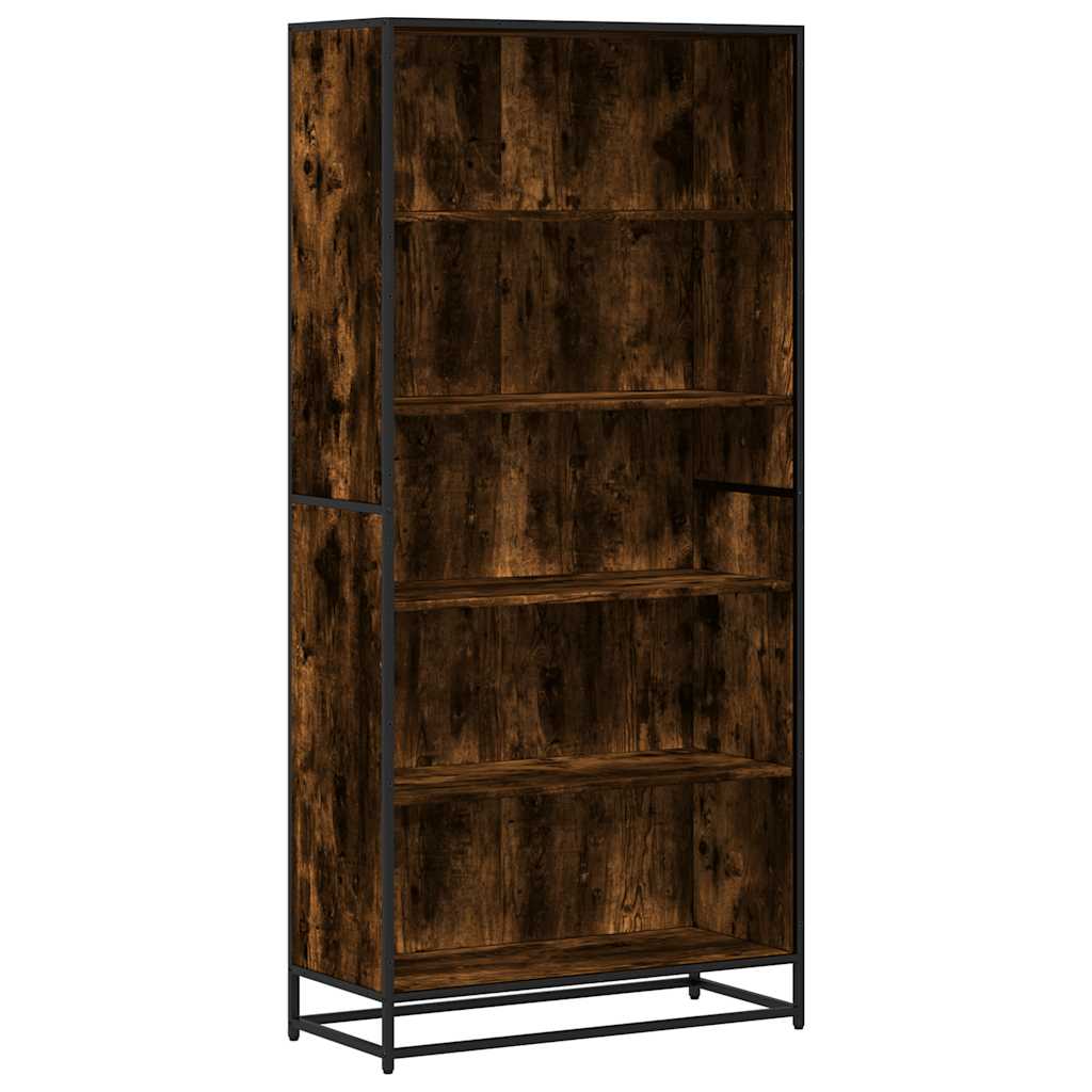 füstölt tölgy színű szerelt fa könyvespolc 80,5 x 35 x 170,5 cm