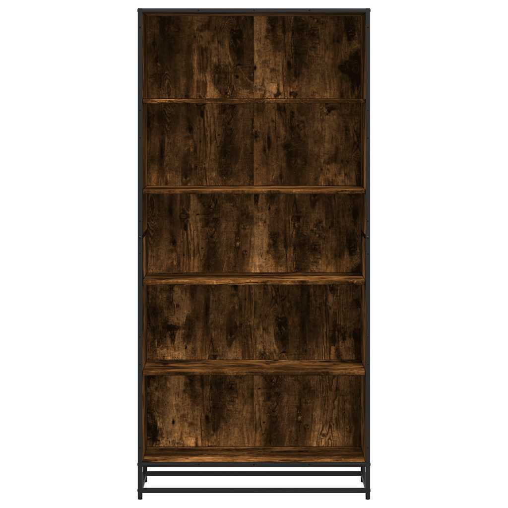 füstölt tölgy színű szerelt fa könyvespolc 80,5 x 35 x 170,5 cm