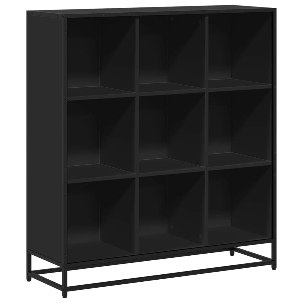 fekete szerelt fa és fém könyvszekrény 97,5 x 33 x 107,5 cm