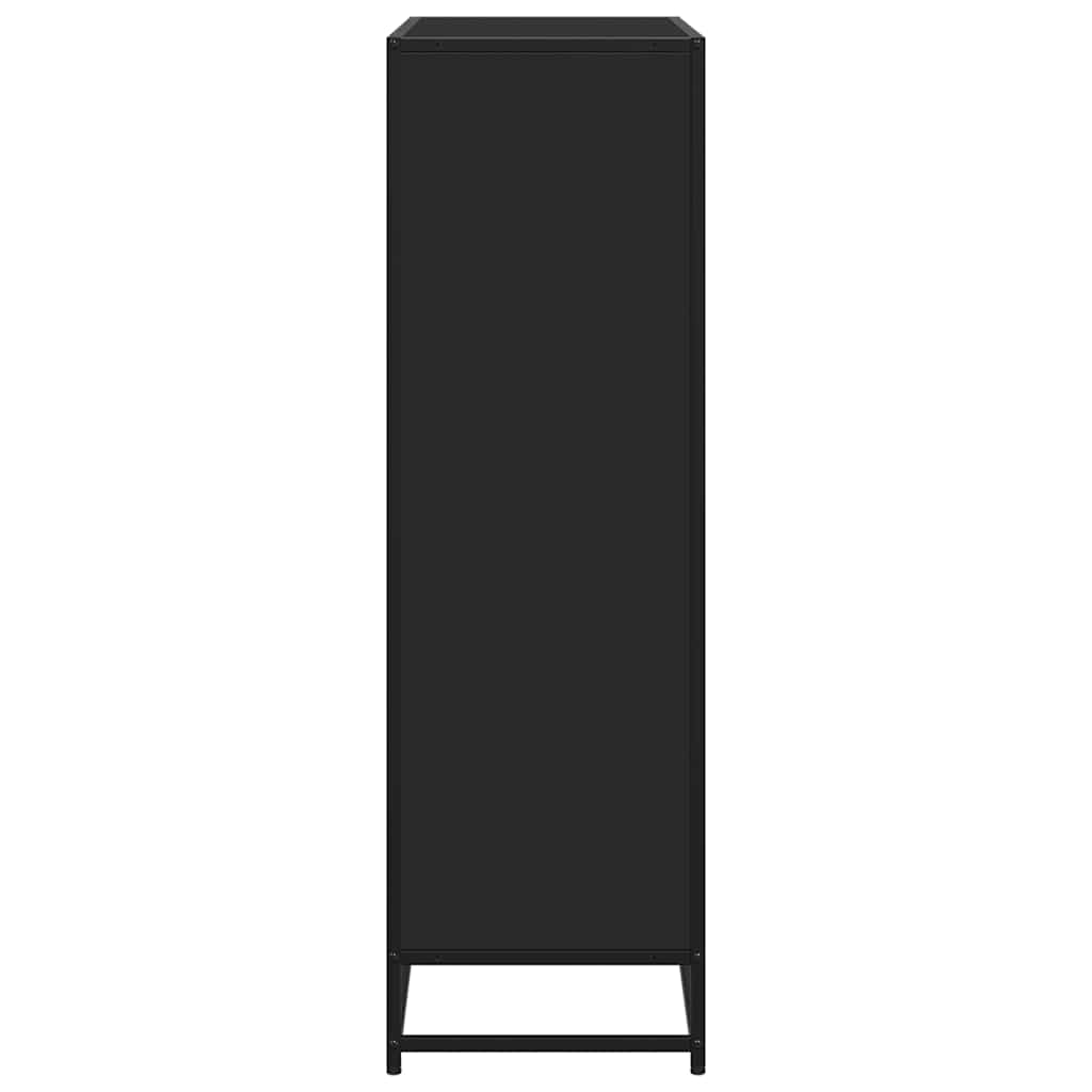 fekete szerelt fa és fém könyvszekrény 97,5 x 33 x 107,5 cm