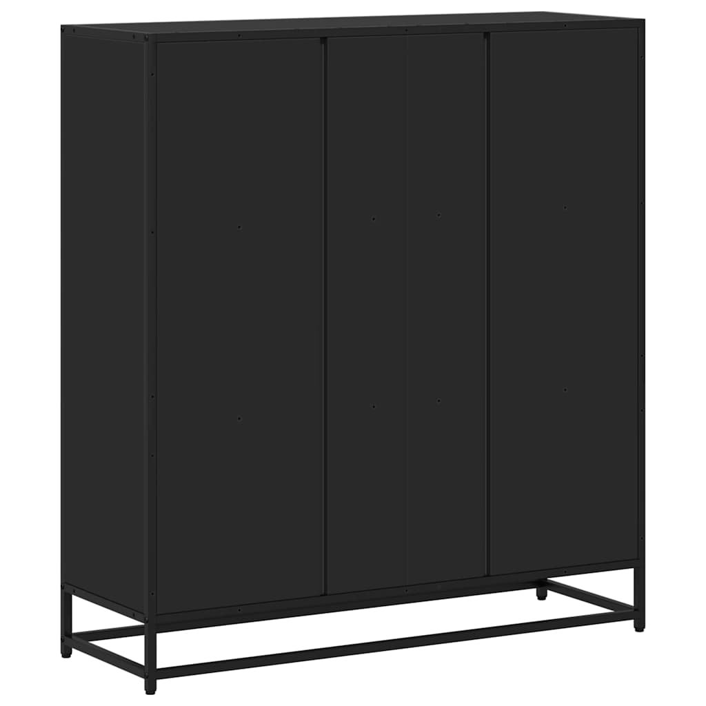 fekete szerelt fa és fém könyvszekrény 97,5 x 33 x 107,5 cm