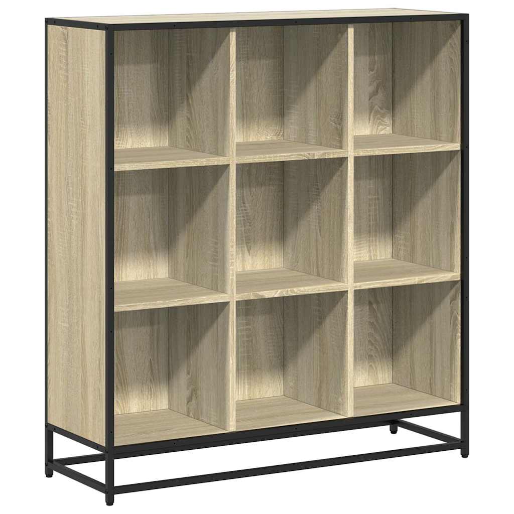 sonoma tölgy szerelt fa és fém könyvszekrény 97,5x33x107,5 cm