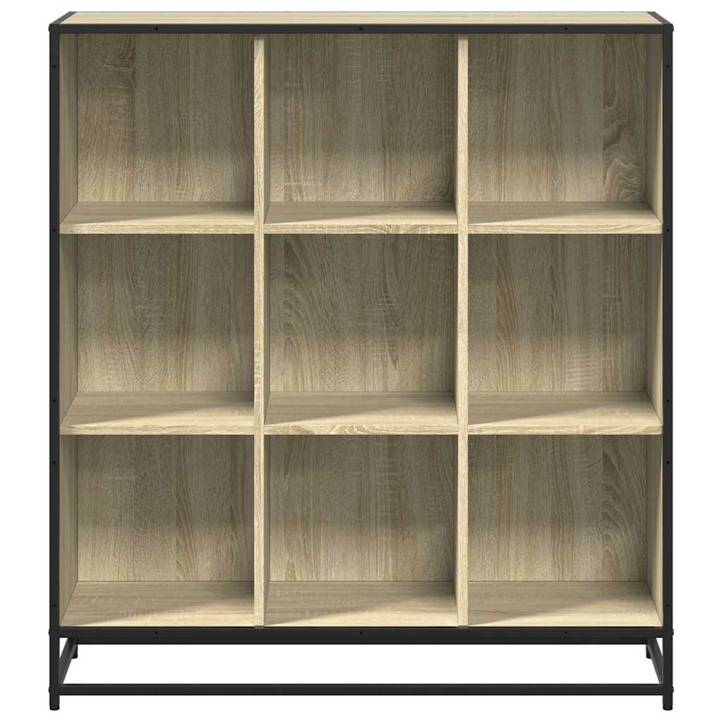 sonoma tölgy szerelt fa és fém könyvszekrény 97,5x33x107,5 cm