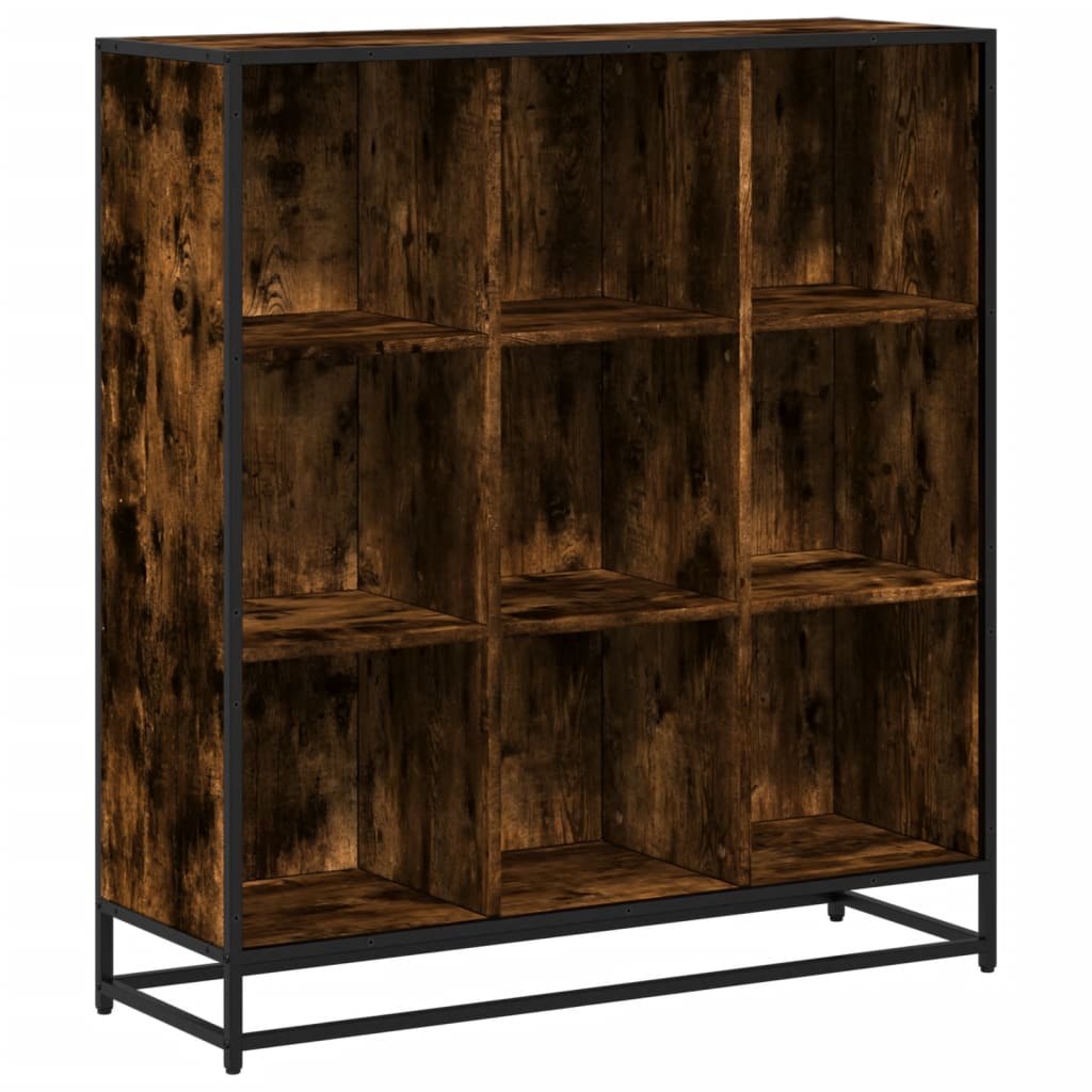 füstös tölgy szerelt fa és fém könyvszekrény 97,5x33x107,5 cm