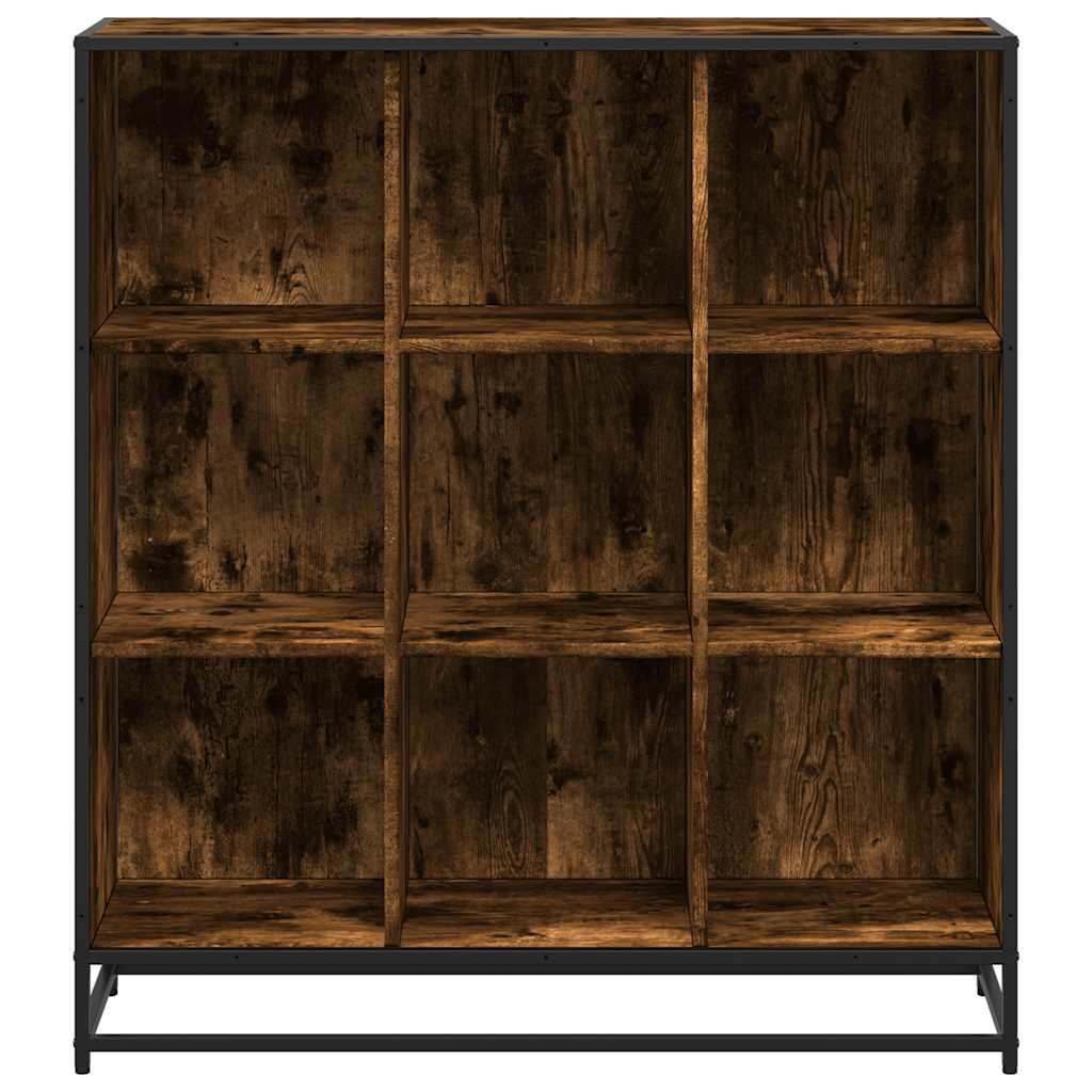füstös tölgy szerelt fa és fém könyvszekrény 97,5x33x107,5 cm