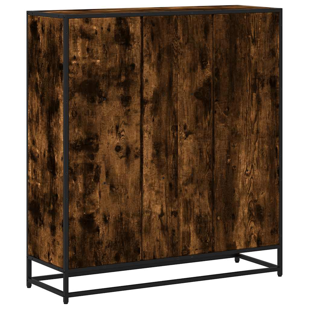 füstös tölgy szerelt fa és fém könyvszekrény 97,5x33x107,5 cm