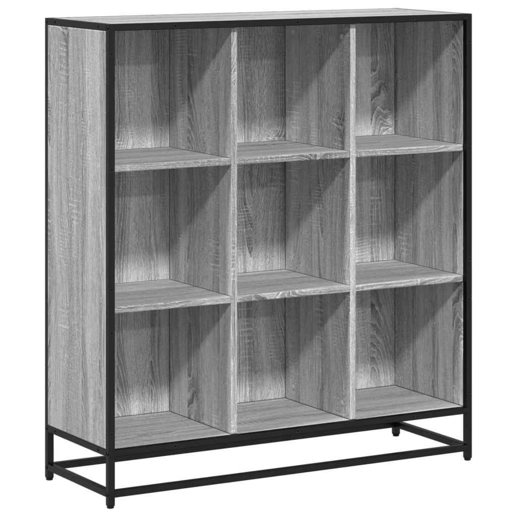 szürke sonoma szerelt fa és fém könyvszekrény 97,5x33x107,5 cm