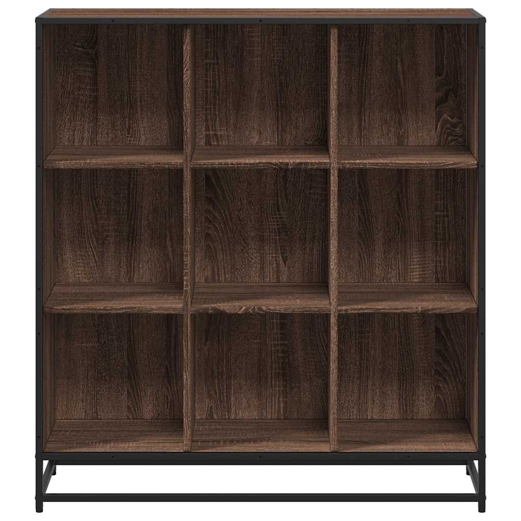 barna tölgy szerelt fa és fém könyvszekrény 97,5x33x107,5 cm