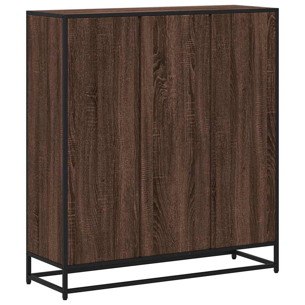 barna tölgy szerelt fa és fém könyvszekrény 97,5x33x107,5 cm