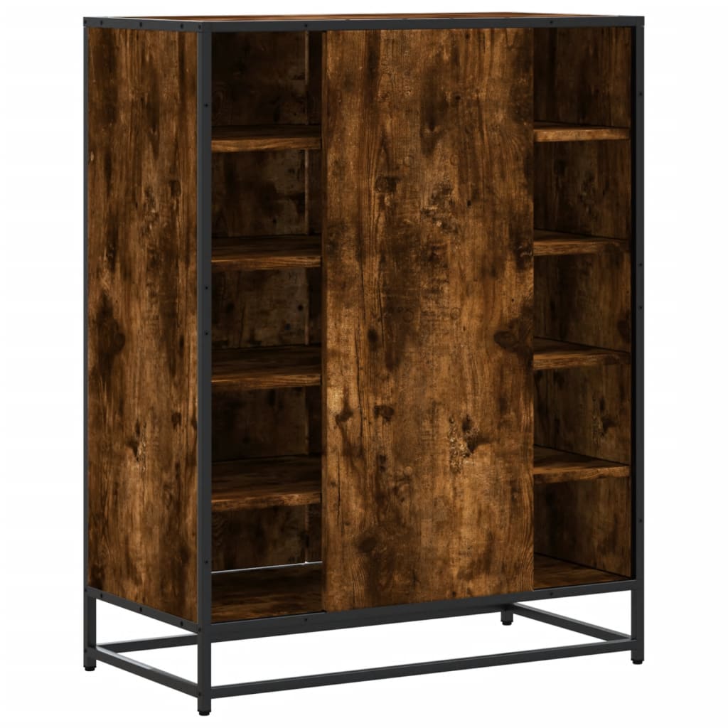 füstös tölgy színű szerelt fa és fém cipőszekrény 75x38x97,5 cm